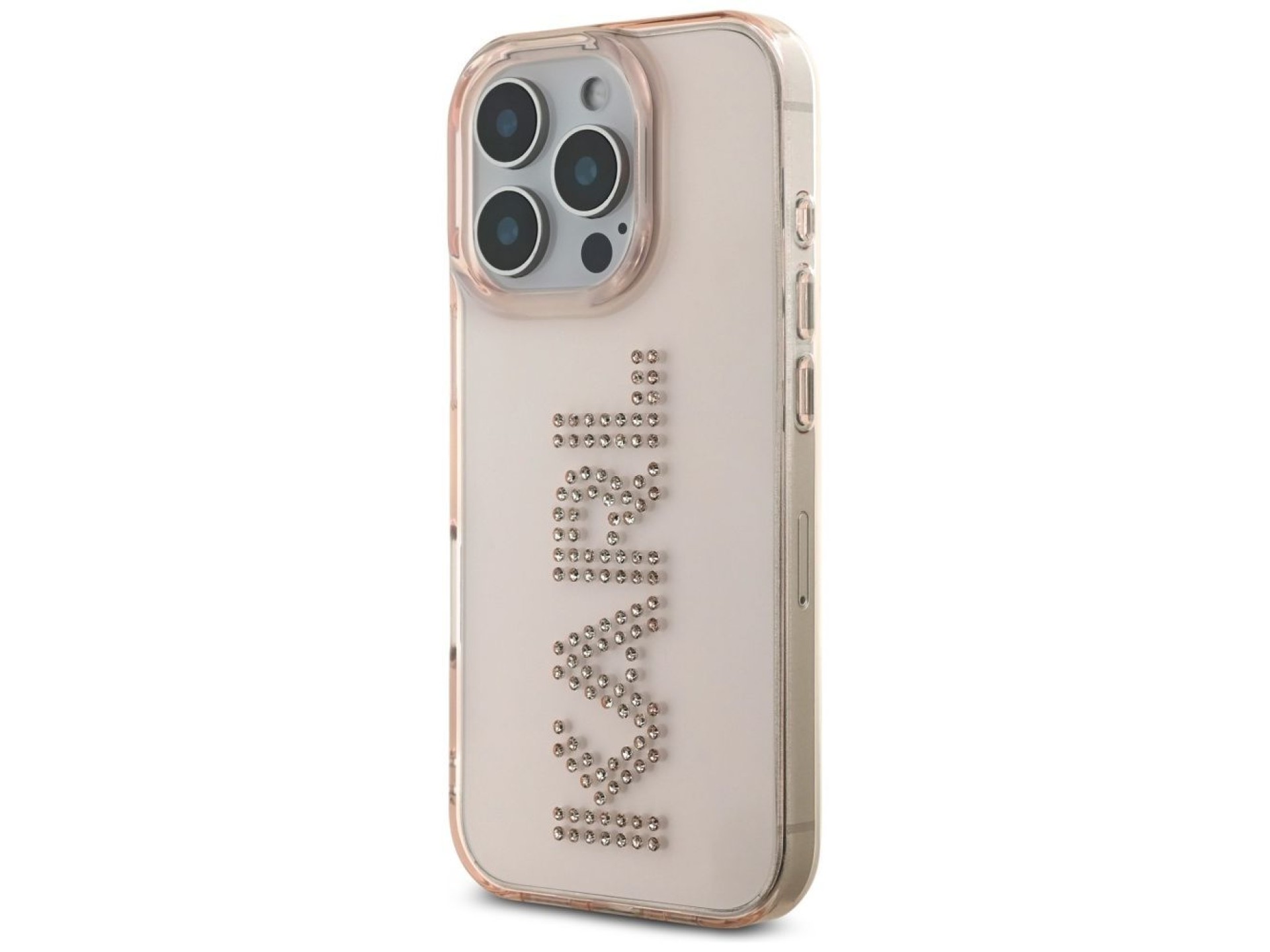 Karl Lagerfeld IML Rhinestones Logo iPhone 16 Pro Case - Pink