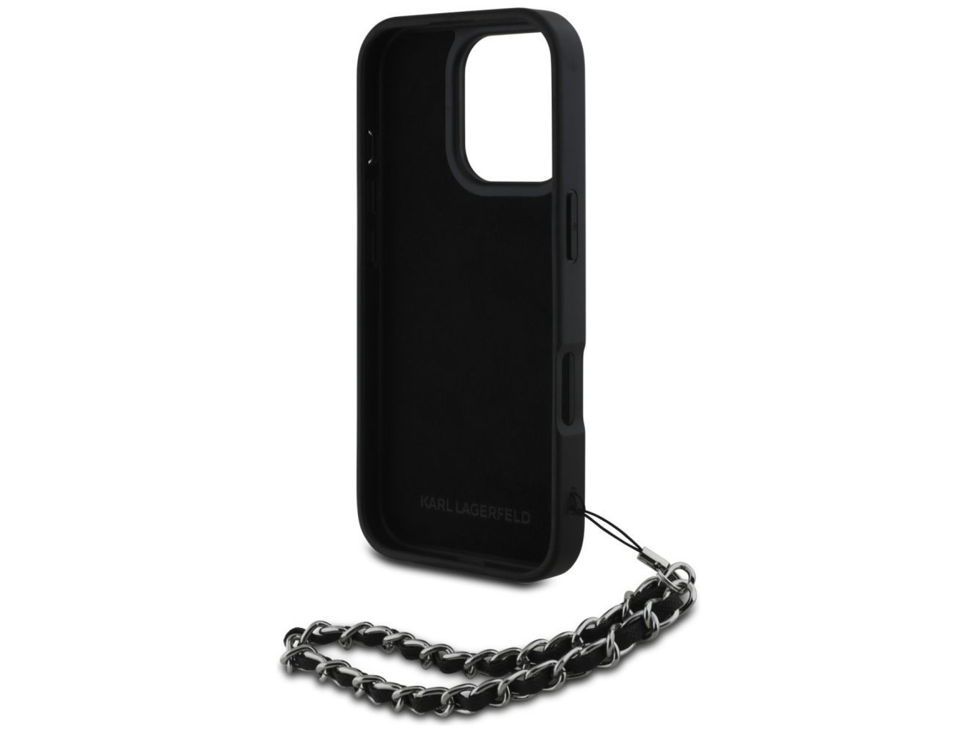 Karl Lagerfeld Saffiano Crystals w/Chain iPhone 16 Pro Case - Black