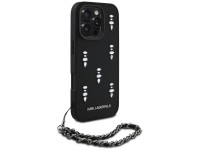 Karl Lagerfeld Saffiano Crystals w/Chain iPhone 16 Pro Case - Black Karl Lagerfeld Saffiano Crystals w/Chain iPhone 16 Pro Case - Black