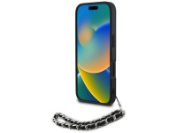 Funda para iPhone 16 Karl Lagerfeld Saffiano Crystals con cadena - Negra Funda para iPhone 16 Karl Lagerfeld Saffiano Crystals con cadena - Negra