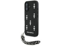 Karl Lagerfeld Saffiano Crystals w/Chain iPhone 16 Case - Black