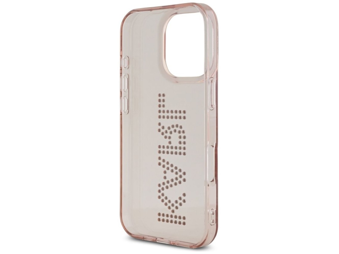 Capa para iPhone 16 Pro Max com o logotipo Karl Lagerfeld IML em strass - Rosa