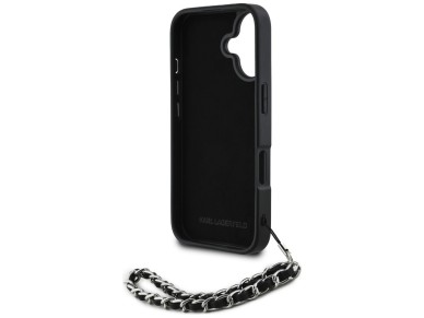 Karl Lagerfeld Saffiano Crystals w/Chain iPhone 16 Case - Black