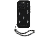 Karl Lagerfeld Saffiano Crystals w/Chain iPhone 16 Pro Case - Black Karl Lagerfeld Saffiano Crystals w/Chain iPhone 16 Pro Case - Black