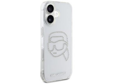 Karl Lagerfeld IML Rhinestones Karl Head Case for iPhone 16 Clear