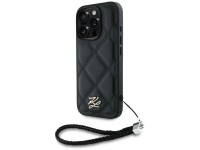 Karl Lagerfeld Quilted Initial Logo & Chain Strap iPhone 16 Pro Case - Black Karl Lagerfeld Quilted Initial Logo & Chain Strap iPhone 16 Pro Case - Black