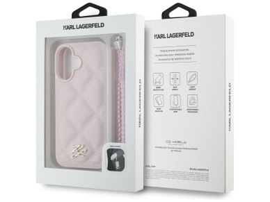 Karl Lagerfeld Quilted Initial Logo & Chain Strap iPhone 16 Case - Pink Karl Lagerfeld Quilted Initial Logo & Chain Strap iPhone 16 Case - Pink