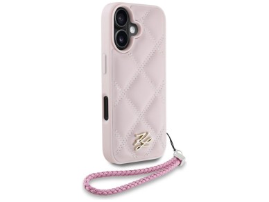 Karl Lagerfeld Quilted Initial Logo & Chain Strap iPhone 16 Case - Pink Karl Lagerfeld Quilted Initial Logo & Chain Strap iPhone 16 Case - Pink