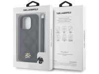 Karl Lagerfeld Quilted Initial Logo & Chain Strap iPhone 16 Pro Case - Black Karl Lagerfeld Quilted Initial Logo & Chain Strap iPhone 16 Pro Case - Black