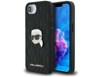 Capa para iPhone 16e com broche e monograma Karl Lagerfeld - Preta