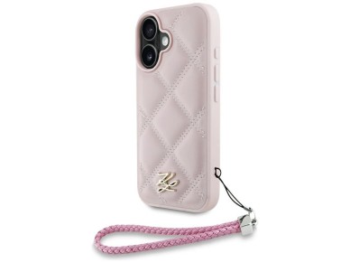 Karl Lagerfeld Quilted Initial Logo & Chain Strap iPhone 16 Case - Pink Karl Lagerfeld Quilted Initial Logo & Chain Strap iPhone 16 Case - Pink