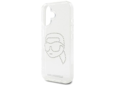 Karl Lagerfeld IML Rhinestones Karl Head Case for iPhone 16 Clear
