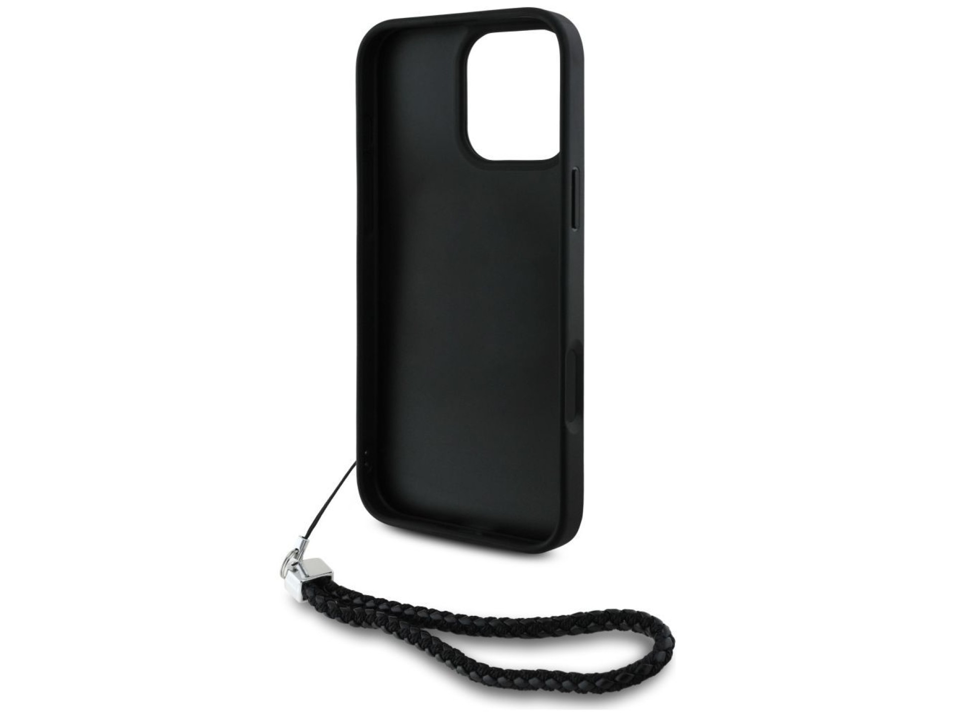 Karl Lagerfeld Quilted Initial Logo & Chain Strap iPhone 16 Pro Case - Black
