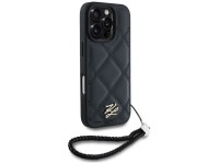 Karl Lagerfeld Quilted Initial Logo & Chain Strap iPhone 16 Pro Case - Black Karl Lagerfeld Quilted Initial Logo & Chain Strap iPhone 16 Pro Case - Black