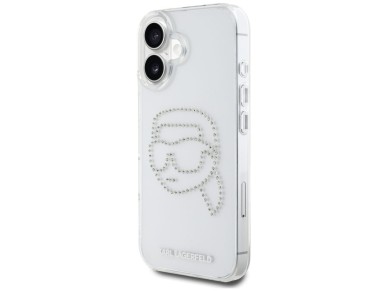 Karl Lagerfeld IML Rhinestones Karl Head Case for iPhone 16 Clear