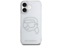Capa transparente Karl Lagerfeld IML com strass e a cabeça do Karl Lagerfeld para iPhone 16 Capa transparente Karl Lagerfeld IML com strass e a cabeça do Karl Lagerfeld para iPhone 16
