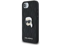 Capa para iPhone 16e com broche e monograma Karl Lagerfeld - Preta Capa para iPhone 16e com broche e monograma Karl Lagerfeld - Preta