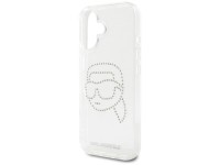 Capa transparente Karl Lagerfeld IML com strass e a cabeça do Karl Lagerfeld para iPhone 16 Capa transparente Karl Lagerfeld IML com strass e a cabeça do Karl Lagerfeld para iPhone 16