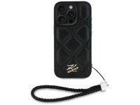 Karl Lagerfeld Quilted Initial Logo & Chain Strap iPhone 16 Pro Case - Black Karl Lagerfeld Quilted Initial Logo & Chain Strap iPhone 16 Pro Case - Black