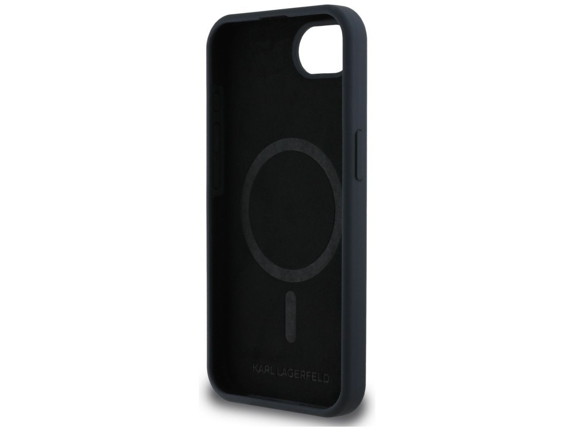 Karl Lagerfeld Liquid Silicone Karl & Choupette Heads Case with MagSafe for iPhone 16e - Black
