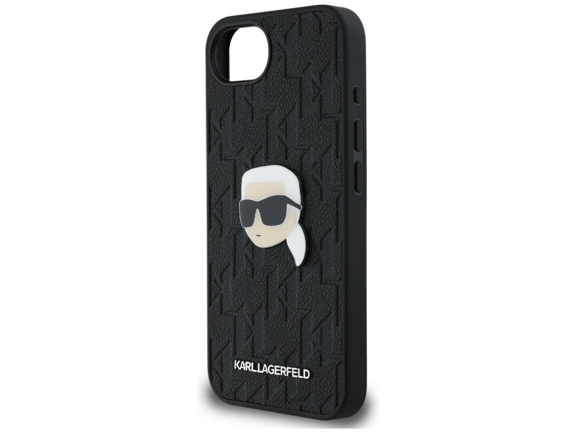 Capa para iPhone 16e com broche e monograma Karl Lagerfeld - Preta