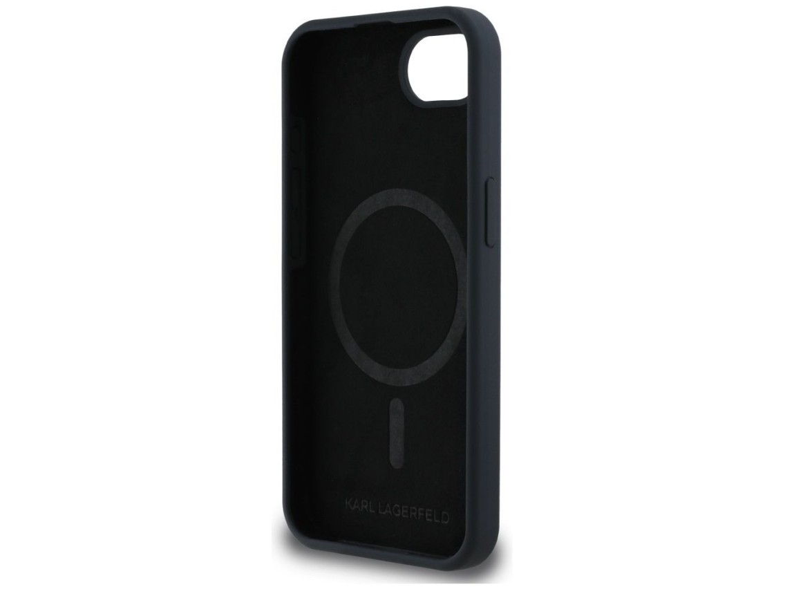 Karl Lagerfeld Liquid Silicone Karl & Choupette Heads Case with MagSafe for iPhone 16e - Black