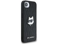 Funda para iPhone 16e con broche de cabeza Choupette y monograma de Karl Lagerfeld - Negra Funda para iPhone 16e con broche de cabeza Choupette y monograma de Karl Lagerfeld - Negra