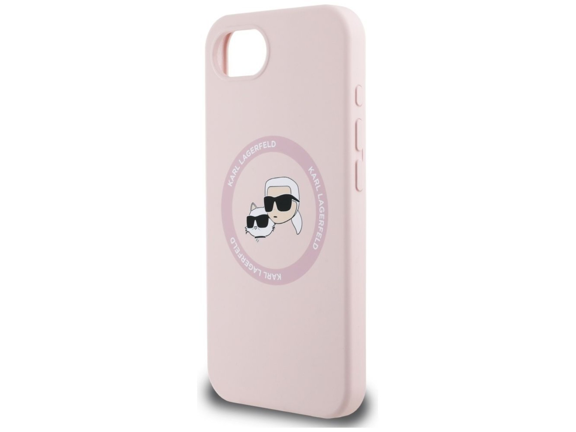 Capa MagSafe para iPhone 16e com estampa das cabeças de Karl Lagerfeld e Chopupette em silicone - Ro