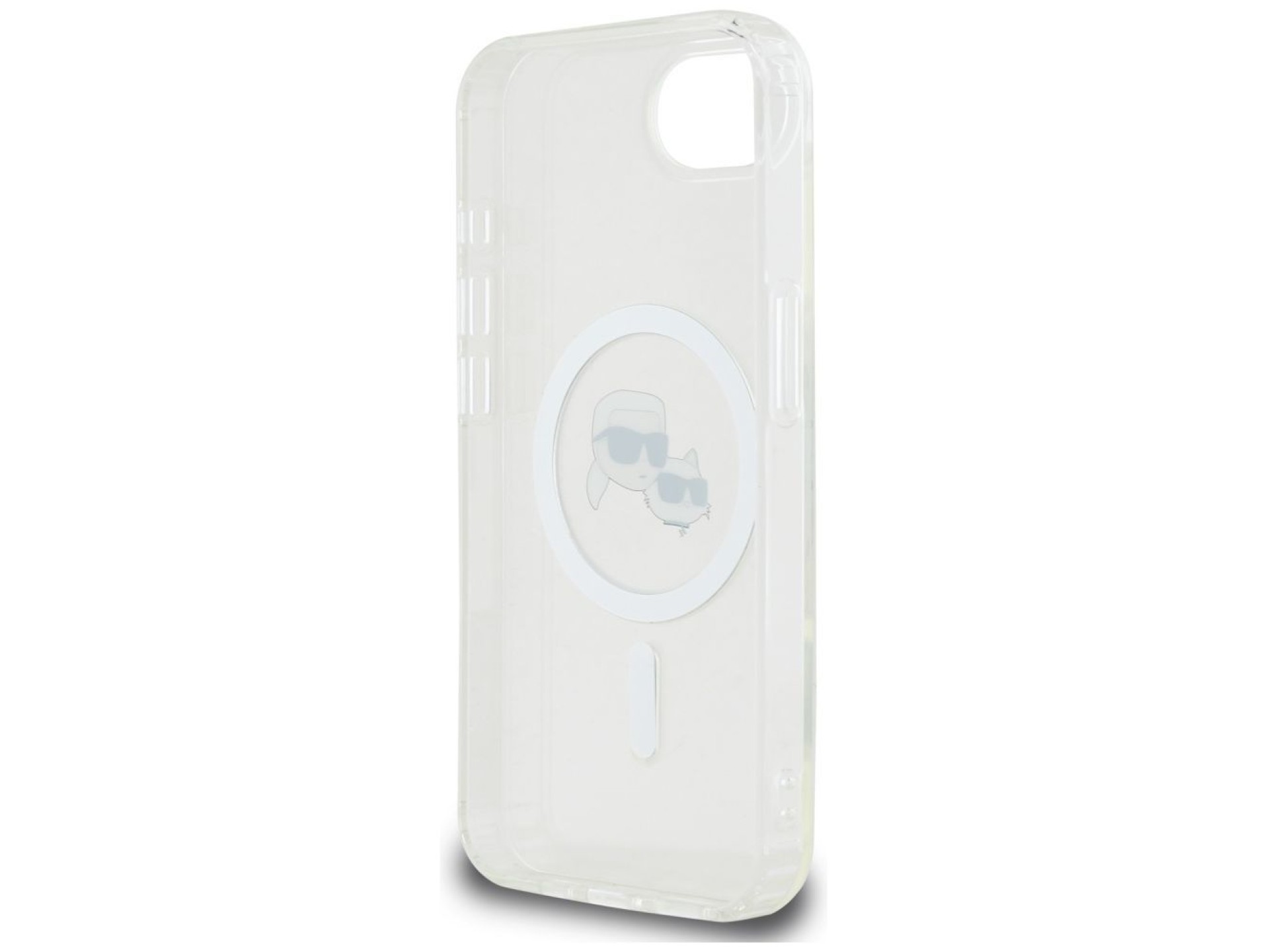 Funda Karl Lagerfeld IML Metal Karl & Choupette Heads MagSafe para iPhone 16e - Blanca