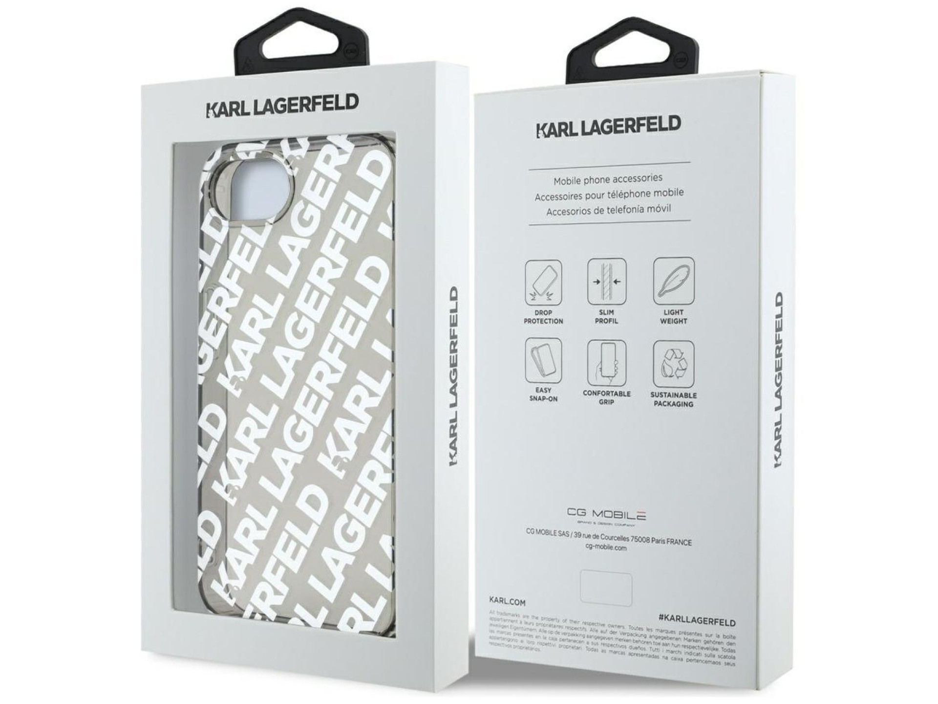 Capa Karl Lagerfeld IML Repeat Logo para iPhone 16e - prata