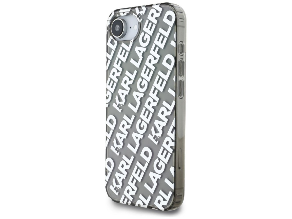 Capa Karl Lagerfeld IML Repeat Logo para iPhone 16e - prata