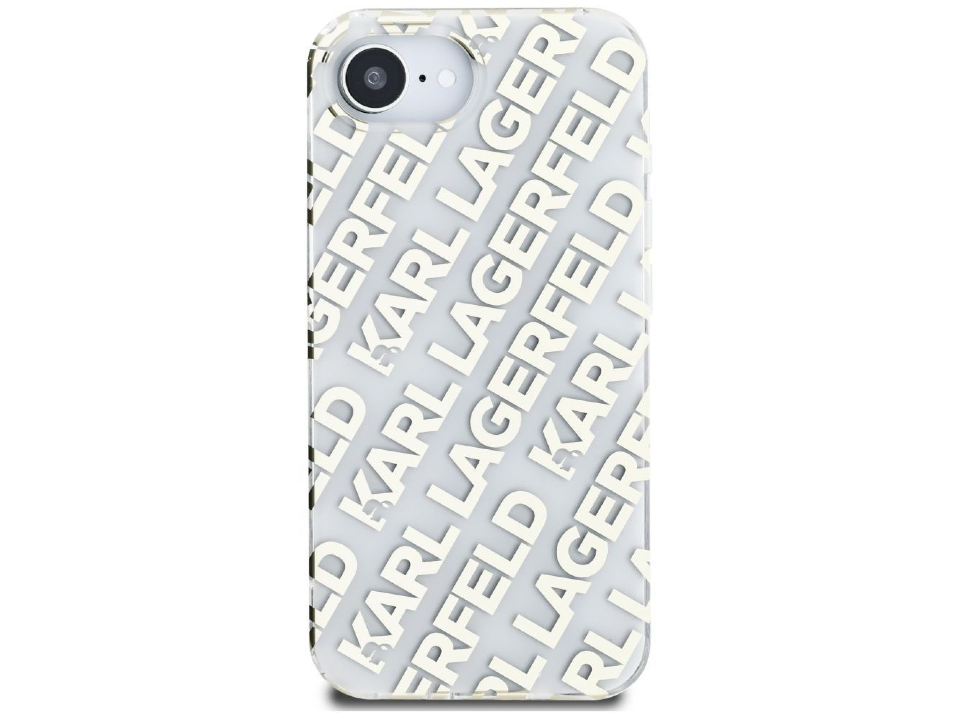 Funda para iPhone 16e con logo repetido de Karl Lagerfeld IML - Oro