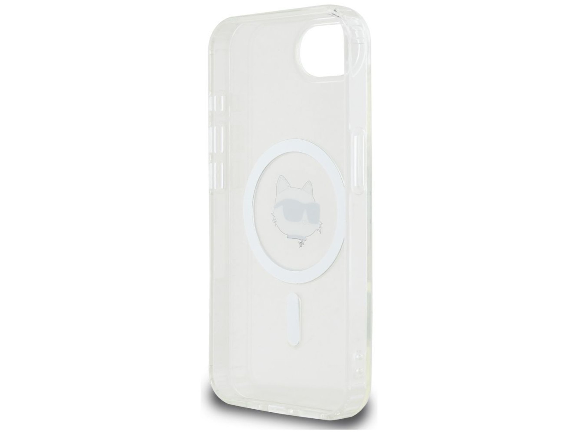 Capa MagSafe Karl Lagerfeld IML Metal Choupette Head para iPhone 16e - Branca