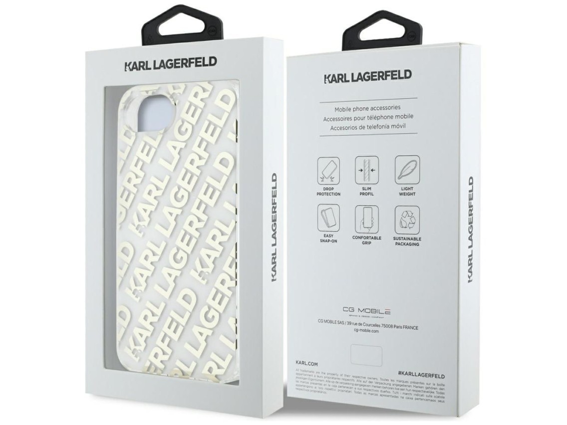 Funda para iPhone 16e con logo repetido de Karl Lagerfeld IML - Oro