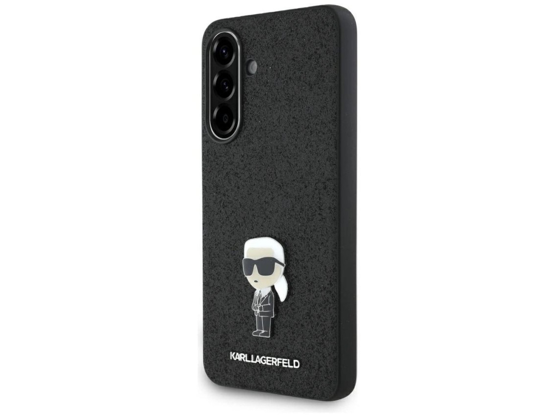 Capa com alfinete metálico e glitter fixo com o logo Ikonik de Karl Lagerfeld para Samsung Galaxy A3