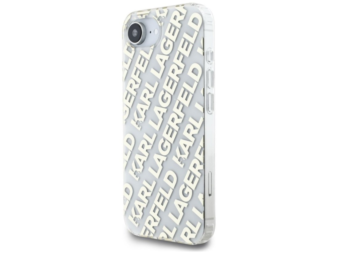 Funda para iPhone 16e con logo repetido de Karl Lagerfeld IML - Oro
