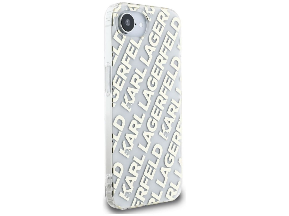 Funda para iPhone 16e con logo repetido de Karl Lagerfeld IML - Oro