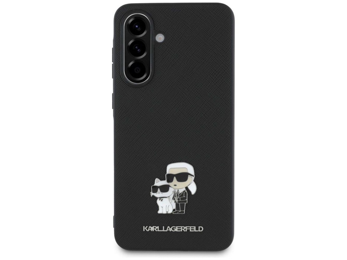 Capa Karl Lagerfeld Saffiano com logotipo metálico K&C para Samsung Galaxy A36 - Preta