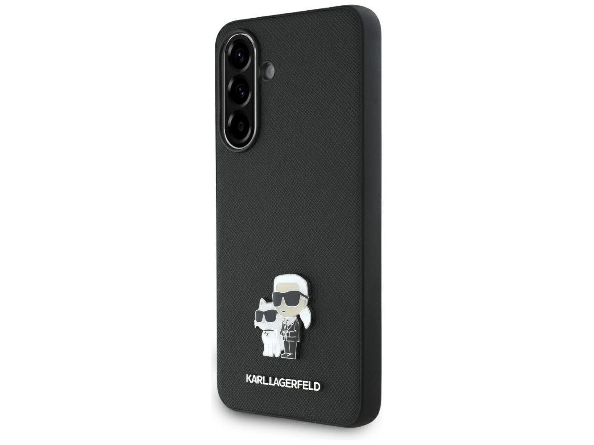 Capa Karl Lagerfeld Saffiano com logotipo metálico K&C para Samsung Galaxy A36 - Preta