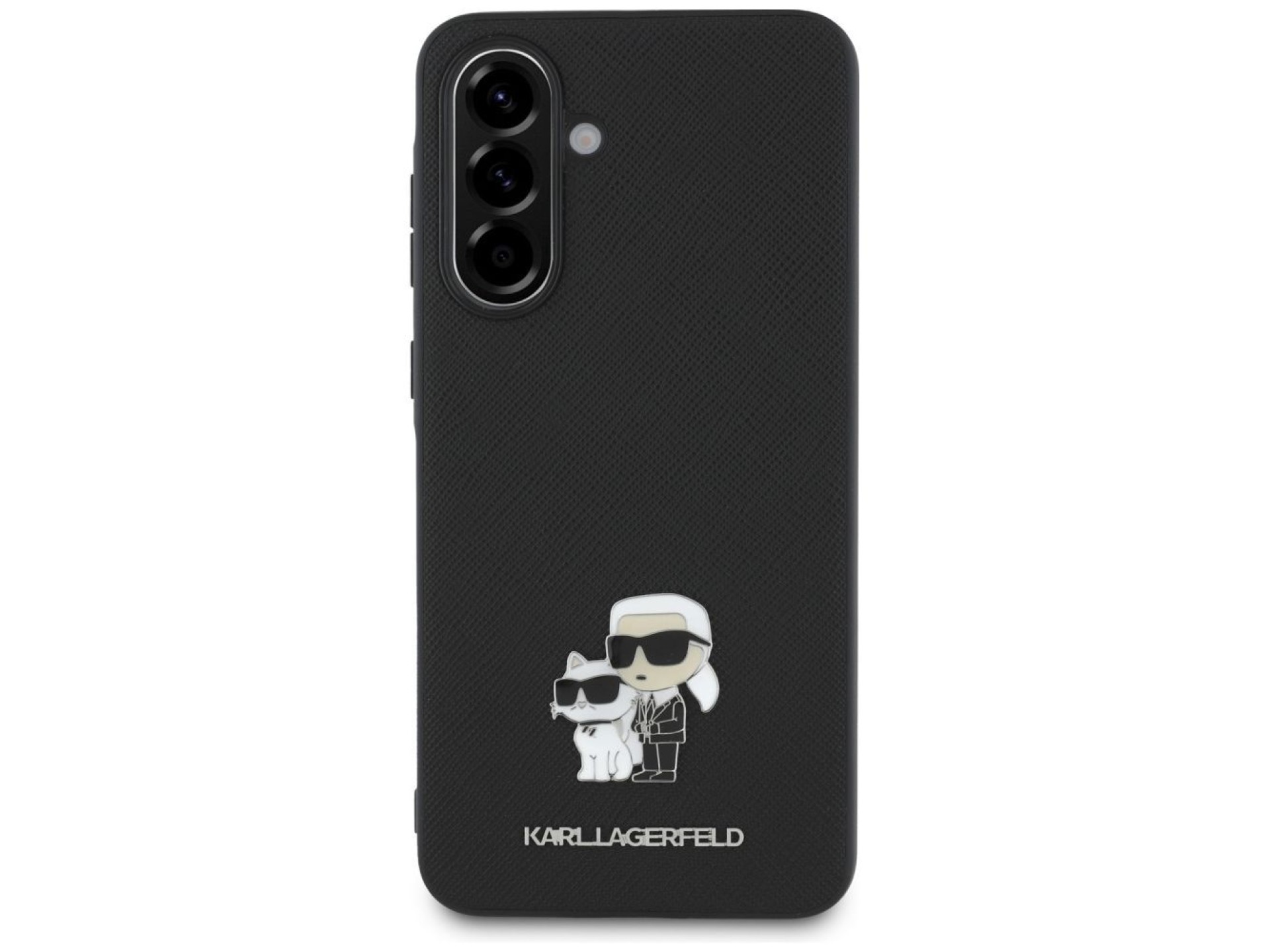 Capa Karl Lagerfeld Saffiano com logotipo metálico K&C para Samsung Galaxy A36 - Preta