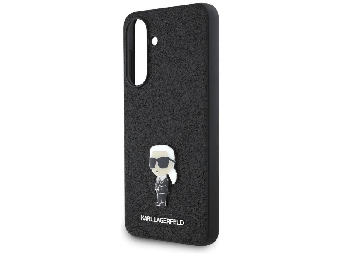 Capa com alfinete metálico e glitter fixo com o logo Ikonik de Karl Lagerfeld para Samsung Galaxy A3