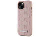Karl Lagerfeld Leather Monogram Metal Logo MagSafe iPhone 15 Case - Pink Karl Lagerfeld Leather Monogram Metal Logo MagSafe iPhone 15 Case - Pink