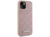 Karl Lagerfeld Leather Monogram Metal Logo MagSafe iPhone 15 Case - Pink Karl Lagerfeld Leather Monogram Metal Logo MagSafe iPhone 15 Case - Pink