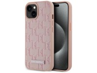 Karl Lagerfeld Leather Monogram Metal Logo MagSafe iPhone 15 Case - Pink Karl Lagerfeld Leather Monogram Metal Logo MagSafe iPhone 15 Case - Pink