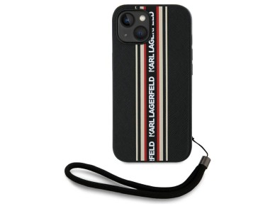 Karl Lagerfeld Saffiano Athleisure Stripes Cord iPhone 15 Case - Red Karl Lagerfeld Saffiano Athleisure Stripes Cord iPhone 15 Case - Red