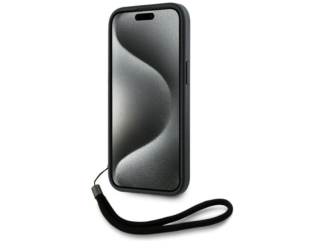 Capa para iPhone 15 Karl Lagerfeld Saffiano Athleisure Stripes Cord - Vermelha