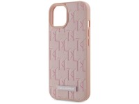 Karl Lagerfeld Leather Monogram Metal Logo MagSafe iPhone 15 Case - Pink Karl Lagerfeld Leather Monogram Metal Logo MagSafe iPhone 15 Case - Pink