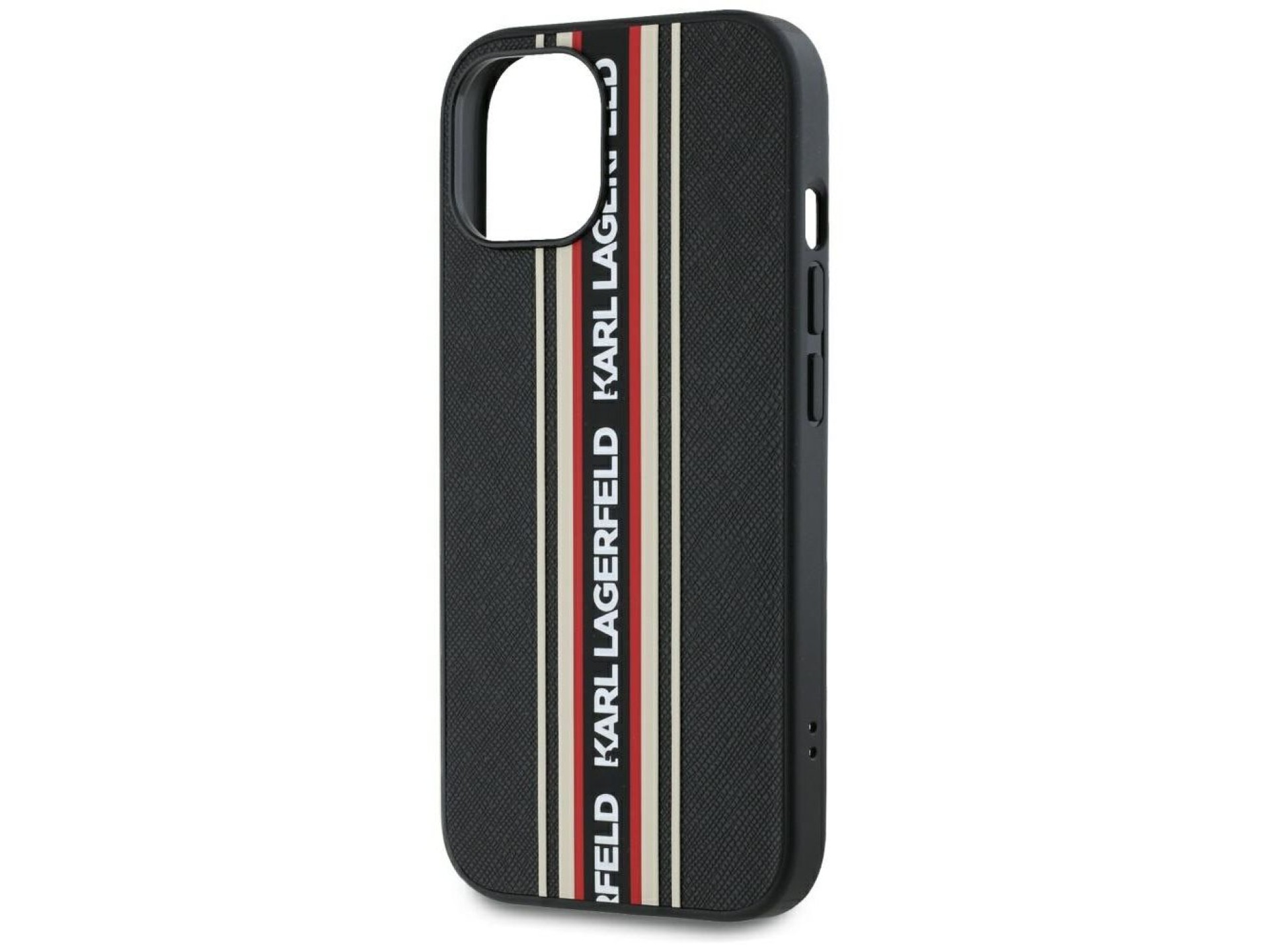 Capa para iPhone 15 Karl Lagerfeld Saffiano Athleisure Stripes Cord - Vermelha