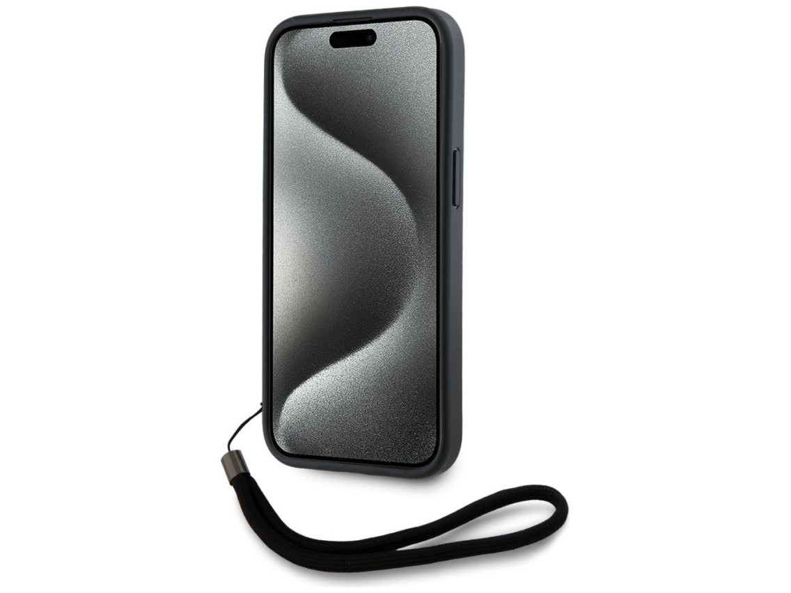 Karl Lagerfeld Saffiano Athleisure Stripes Cord iPhone 15 Pro Max Case - Red