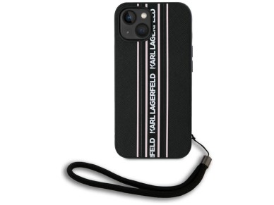 Karl Lagerfeld Saffiano Athleisure Stripes Cord iPhone 15 Case - Pink Karl Lagerfeld Saffiano Athleisure Stripes Cord iPhone 15 Case - Pink
